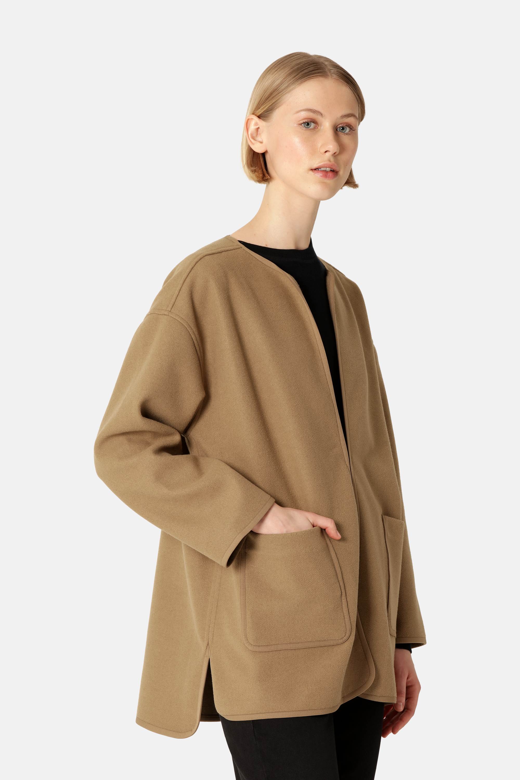 Gefilzte Casual Jacke - Mocca